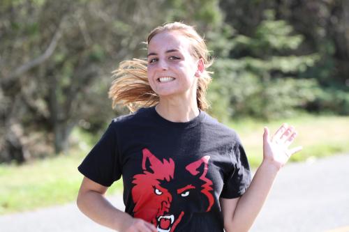 Ivy Luvera flies by. Possibly, Could be twin sister Ana, but we're pretty sure it's Ivy. OK, we're 17% sure...