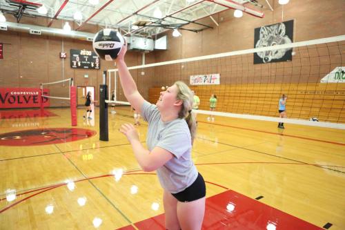 Sydney Autio punishes the volleyball.