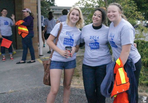 Seniors (l to r) Haleigh Deasy, Bella Cedillo and Christine Field sacrifice sleep to help run the event. (ST)