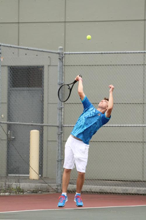 Sebastian Davis uncorks a little serve he likes to call "The Crippler."