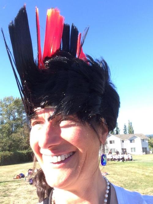 Football mom Janie Kielwitz gets into the game.