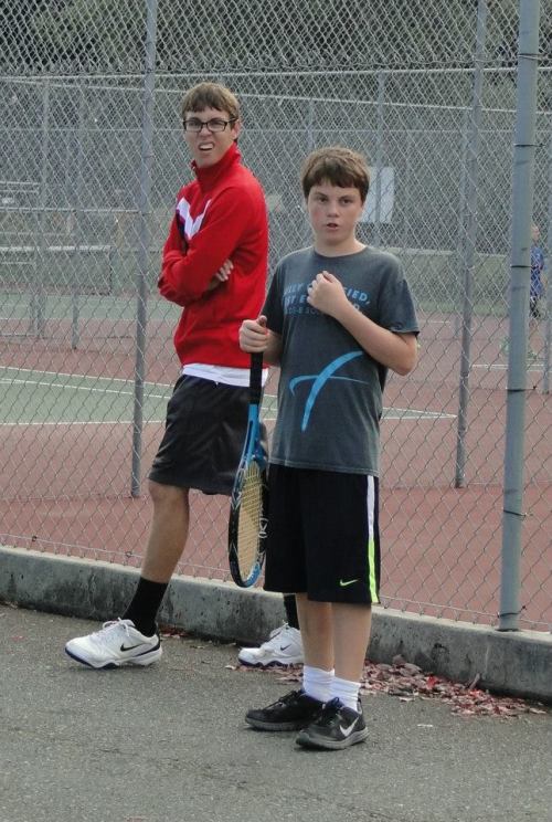Jared Helmstadter (left) and Nick Dion eyeball some suspicious characters.