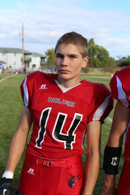 Wolf sophomore Chance Kleinfelter scored a TD on his first varsity carry Friday night (John Fisken photo)