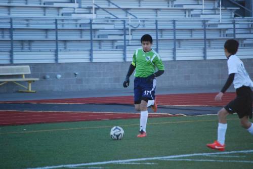 Aram Leyva shoots up the field, on the way to another goal. (Pat Kelley photos) 
