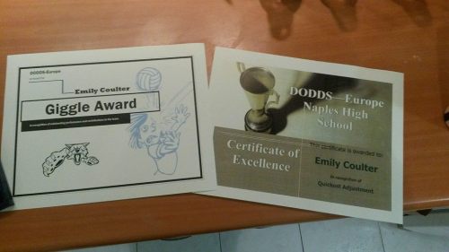 Awards for her recent volleyball season.