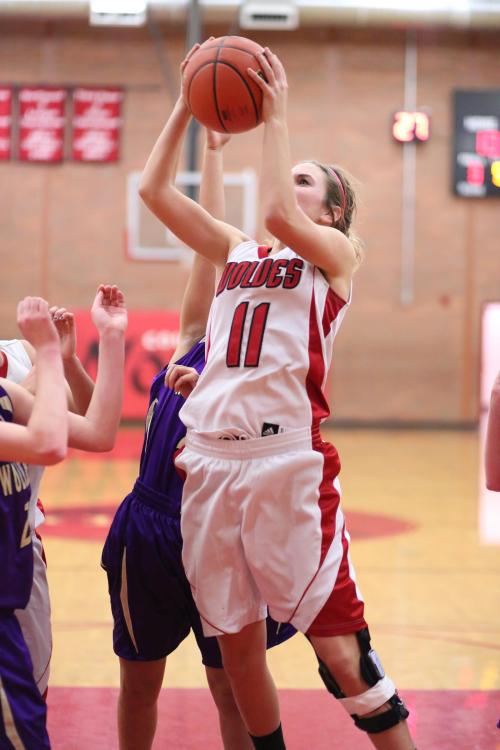 Julia Myers yanks down another rebound. (John Fisken photos)