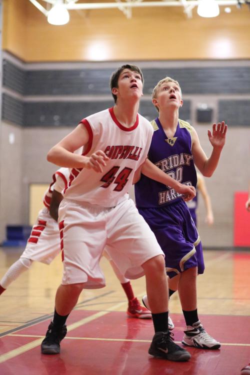 Brian Shank looks one way for a rebound...