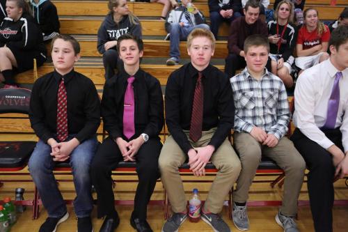 Freshman (l t r) Ethan Spark, Luke Merriman, Ben Olson and Hunter Downes
