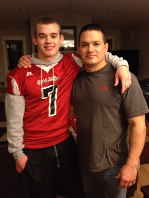 Birthday boy Chris Tumblin (right) with son Jake.