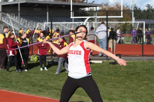 Miller unleashes the javelin during her junior track season.
