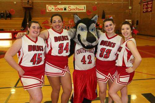 Wolf senior cheerleaders (l to r) Elizabeth Bishop, Ciera St Onge, Camilla Rische and Cassidy Rydell. (ohn Fisken photos)