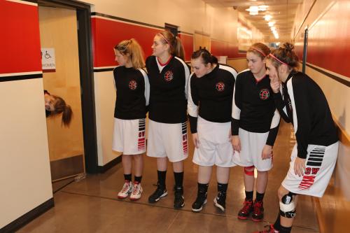 Madeline Strasburg is a little late arriving for the photo shoot.