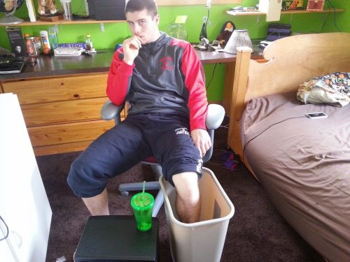 Wiley Hesselgrave is in the zone in the hours before tip-off. (Mark Hesselgrave photo)