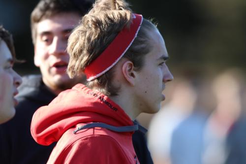 CHS goalie Joel Walstad eyes the frozen tundra he will defend.