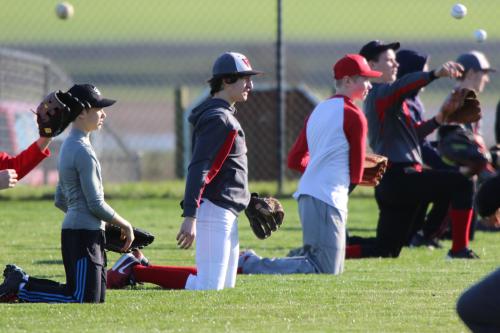 Sophomore Clay Reilly (white hat)