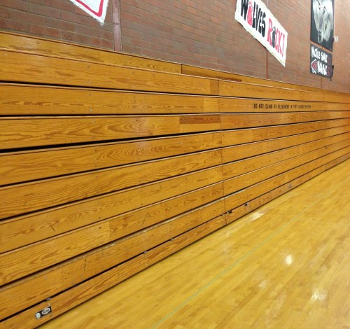 Coupeville High School's bleachers -- state of the art when disco was king.