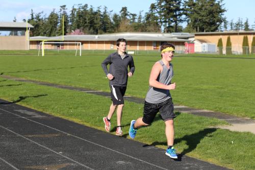 There can only be one! Mitchell Losey (in headband) and Mitchell Carroll vie for the title of Fastest Mitchell.