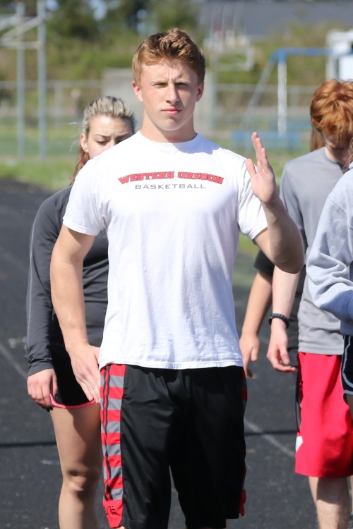 Dalton Martin can walk tall after winning both the shot put and discus Thursday. (John Fisken photo)