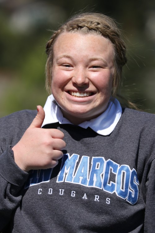 Christine Fields enjoys her pre-match photo op. (John Fisken photos)