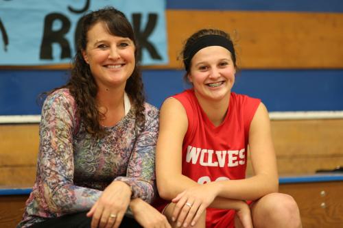 Lindsey Roberts (right), seen here during basketball season, won her first three track races Wednesday. (John Fisken)