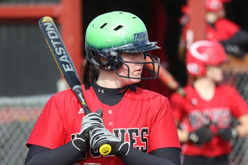 The sound you hear is the pitcher's knees knocking together as Hailey Hammer stares into her very soul.