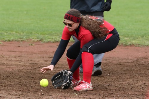 McKayla Bailey, AKA "Stevie Wonder" (ask her mom...) makes the slick play at short.