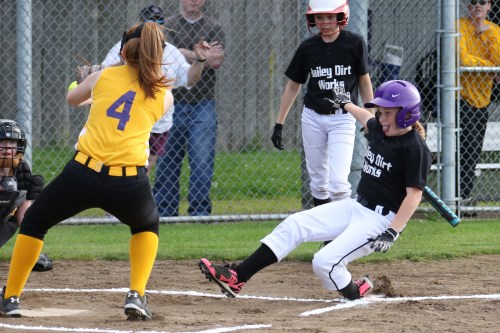 Tongue out, ? comes flying in with a run.