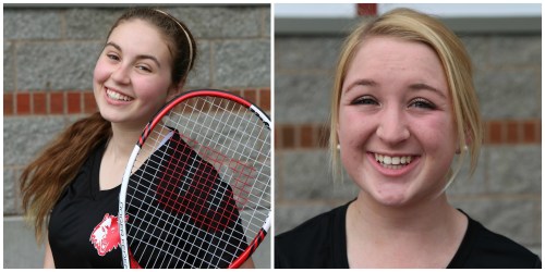 Bree Daigneault (left) and Haleigh Deasy made their varsity debuts and both won.