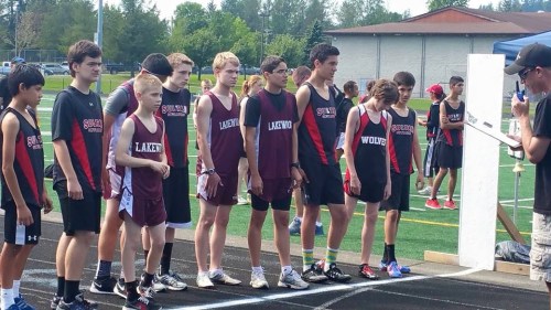 Danny Conlisk (second from right) may have been the lone Wolf on the line, but he won the race.