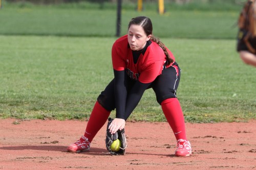 McKayla Bailey, seen here pulling off  a web gem earlier this season, smashed a home run.