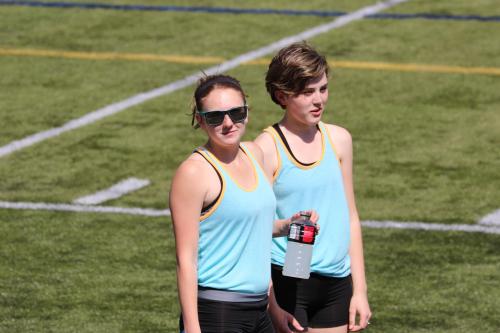 Delaney Armstrong (right), seen here with Lauren Grove, finished third in the 200.