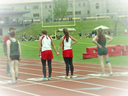 Wolf speedsters Lauren Grove (left) and Sylvia Hurlburt stand united. (Deb Smith photos)