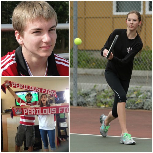 Birthday trio (clockwise from top left) Connor McCormick, Allie Hanigan and Sean LeVine.