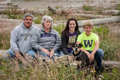 Birthday boy John Fisken (left) with his family.