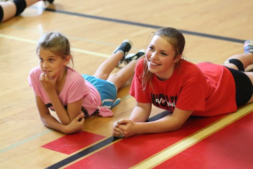 Maggie Crimmins (right) and her young apprentice take a break.