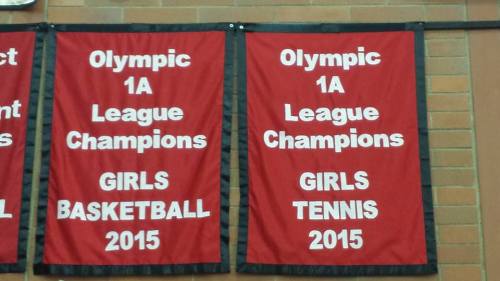 As you sit on the new bleachers, gaze up at the new banners. (Shelli Trumbull photo)