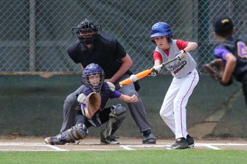 Luke Vrable drops a sweet bunt.