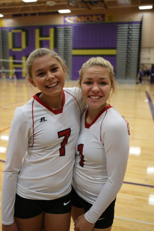 Payton Aparicio (left) and Hope Lodell are just two of the Wolf stars expected to be on hand for Saturday's free kids volleyball clinic. (John Fisken photo)