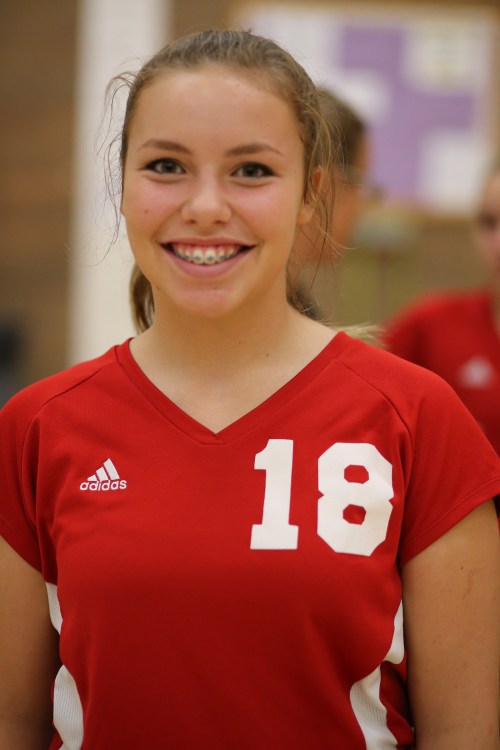 Maggie Crimmins pounded way at Darrington Wednesday, collecting a team-high four kills. (john Fisken photo)