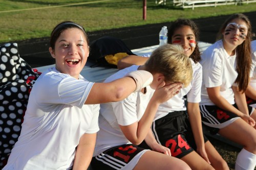 Meanwhile on the bench, the underclassmen amuse themselves.