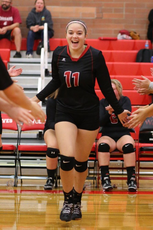 Katrina McGranahan leads teh Wolves in blocks (John Fisken photos)