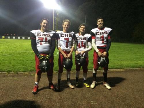 Wolf seniors (l to r) Brenden Gilbert, Zane Bundy, Lathom Kelley and Ryan Griggs bow out together. (Janine Bundy photo)