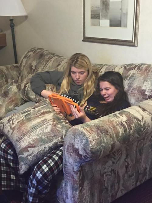 Tiffany Briscoe (left) and Mia Littlejohn do some pre-game prep Saturday morning.