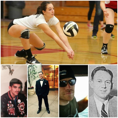 Amanda Fabrizi is joined by fellow Hall o' Fame inductees (l to r) Chad Gale, Pete Petrov, Gavin Keohane and Eldon Jenne.