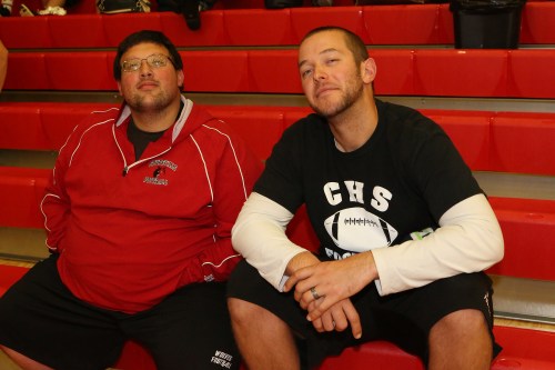 Ryan King (left) hangs out with fellow football coach Brett Smedley, who he will replace (John Fisken photo)