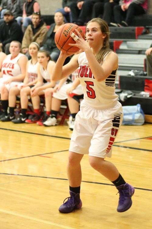 Kyla Briscoe outscored Port Townsend by herself Tuesday night. (John Fisken photo)
