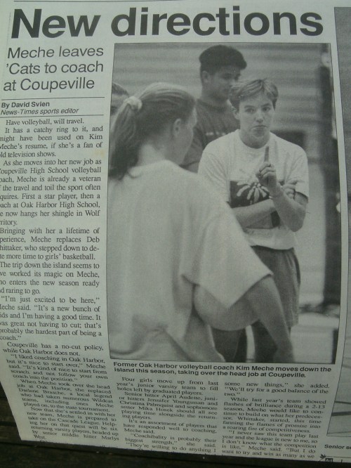 The story I wrote in the Whidbey News-Times when Meche left Oak Harbor to take the Coupeville job.