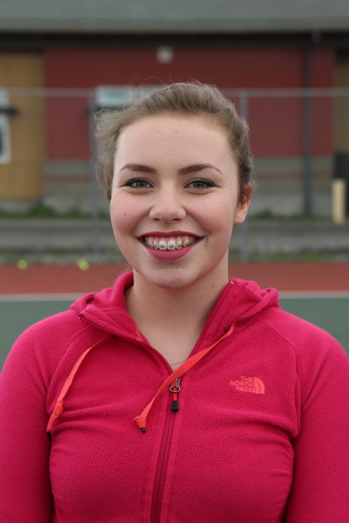 Maggie Crimmins teamed with Kameryn St Onge to pull out a doubles win Monday. (John Fisken)