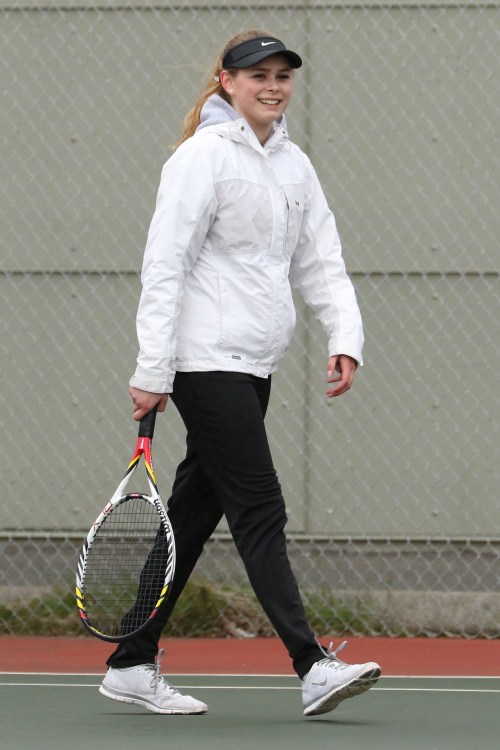 Payton Aparicio and doubles partner Sage Renninger strolled to a straight-sets win Monday afternoon. (John Fisken photos)