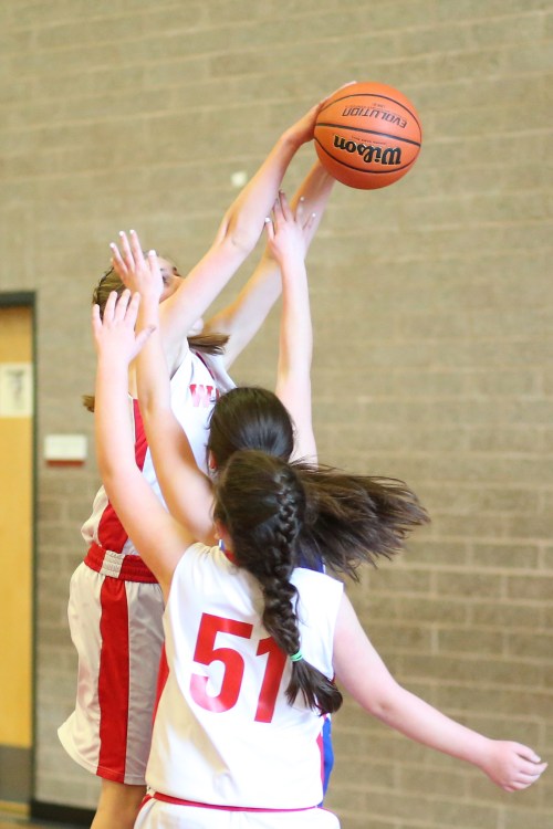 If Stevens Middle School can't play by the same rules as Coupeville, CMS administrators should reject them the same way Morgan Pease did to this shot earlier in the season. (John Fisken photo)